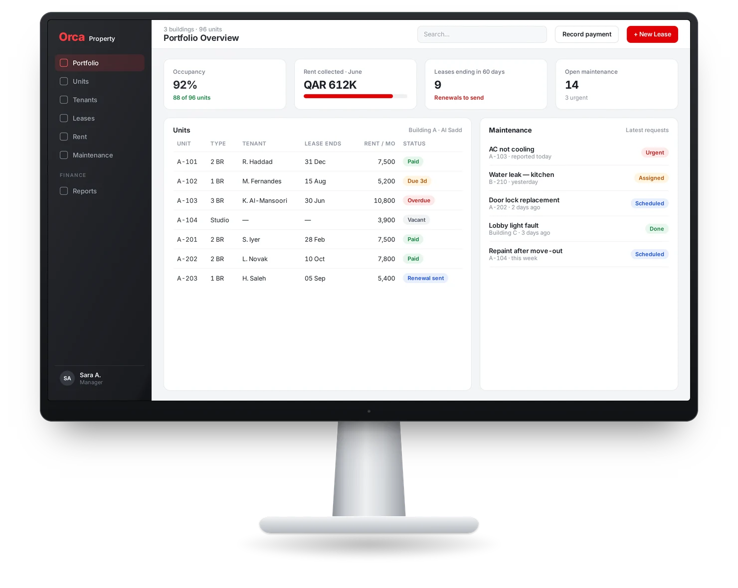 Property Management Software screen